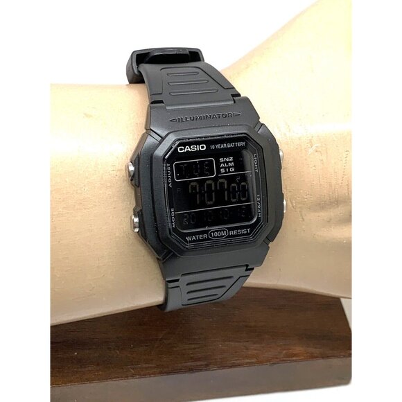 Casio Men's Watch W800H-1BV Illuminator Quartz Digital Black Resin Sport 3240 - Picture 12 of 15
